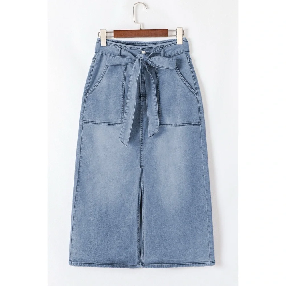 Belted Denim Skirt - Picture 3 of 4